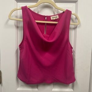 Open Edit XS Pink Fuchsia Sleeveless Cowl Neck Tank Top Blouse